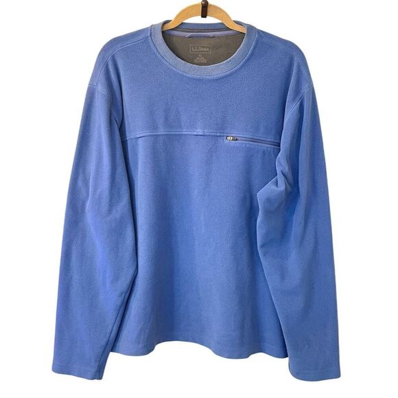 L.L. Bean Men's XL Blue Micro Fleece Pullover Sweater w/ Chest Pocket - Picture 1 of 10